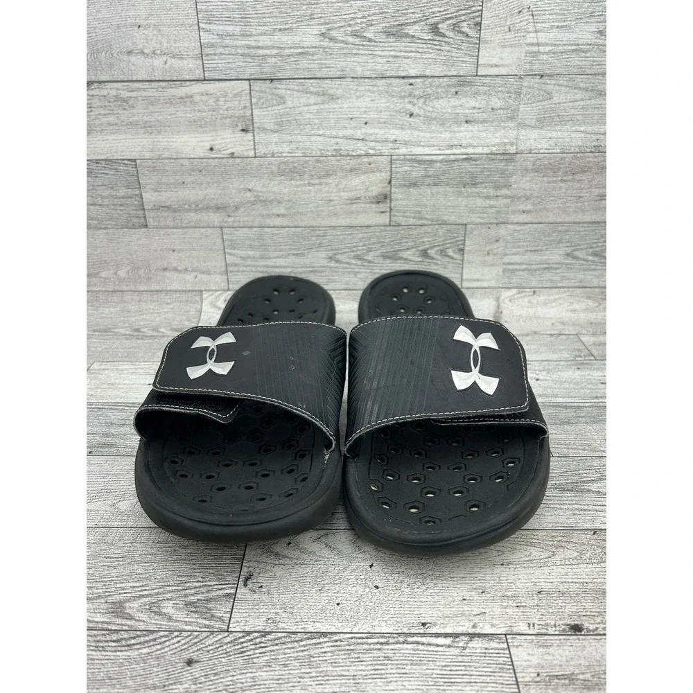 Under Armour Ignite V Mens Black White Slide Sandals 1248165-002 Size 9